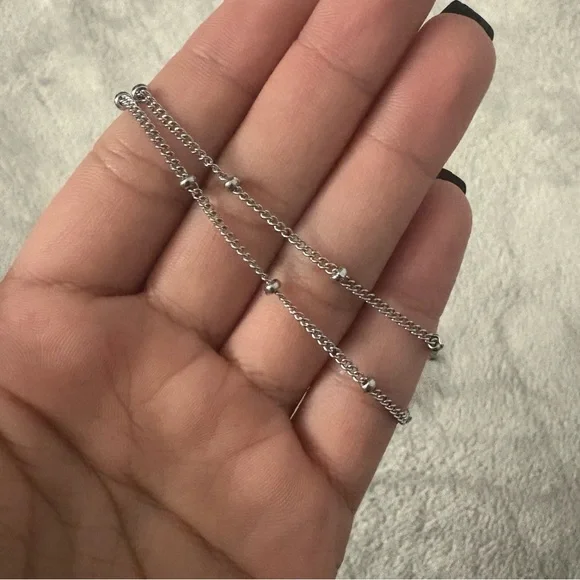 Minimalist Silver Bead Chain | 16” Necklace - Picture 3 of 4